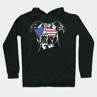 Patriotic American Staffordshire Terrier American Flag Sunglasses Hoodie